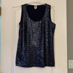 Anne Klein sequin tank - L